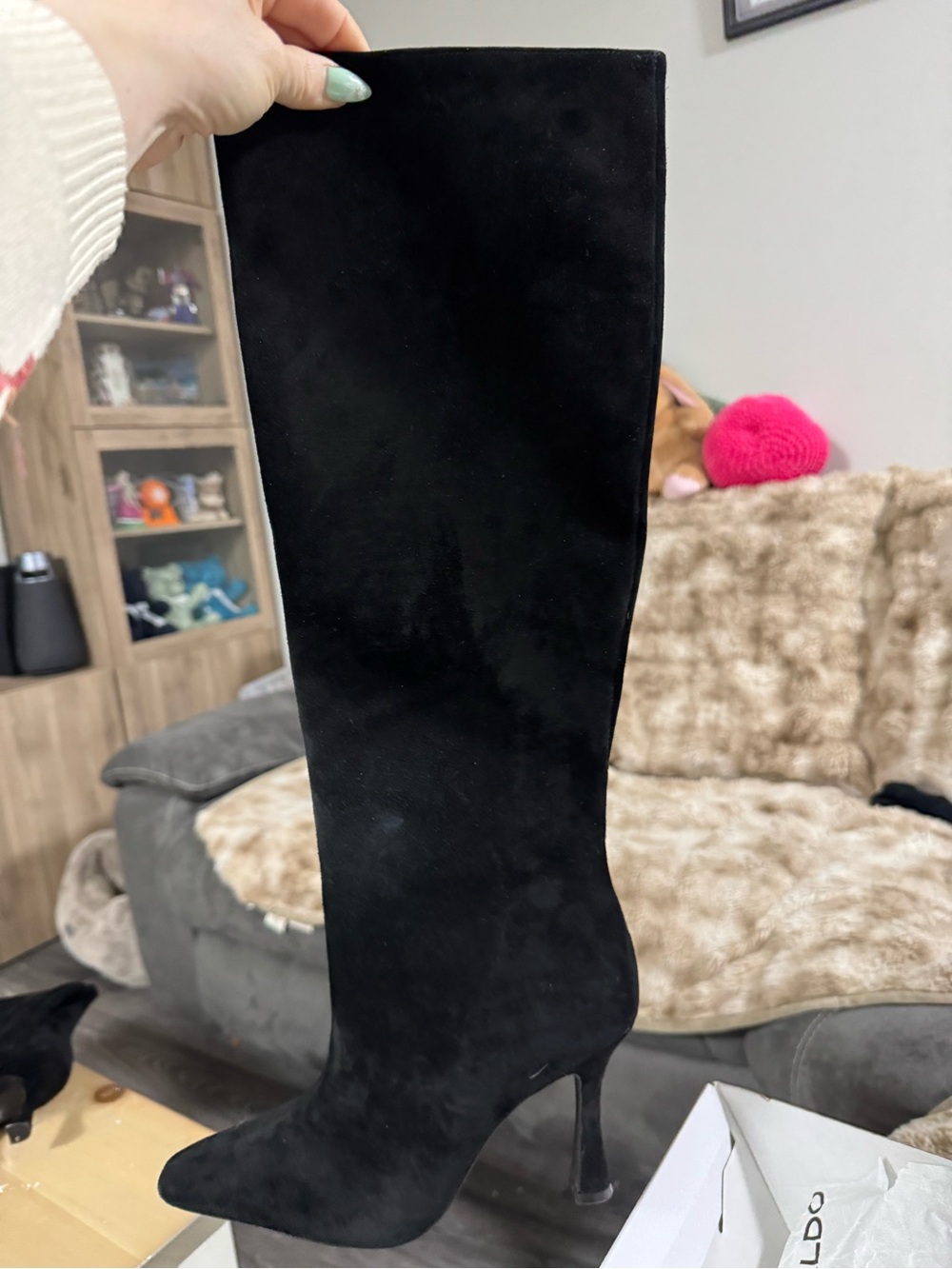 Aldo Black Suede Over-the-Knee Stiletto Boots